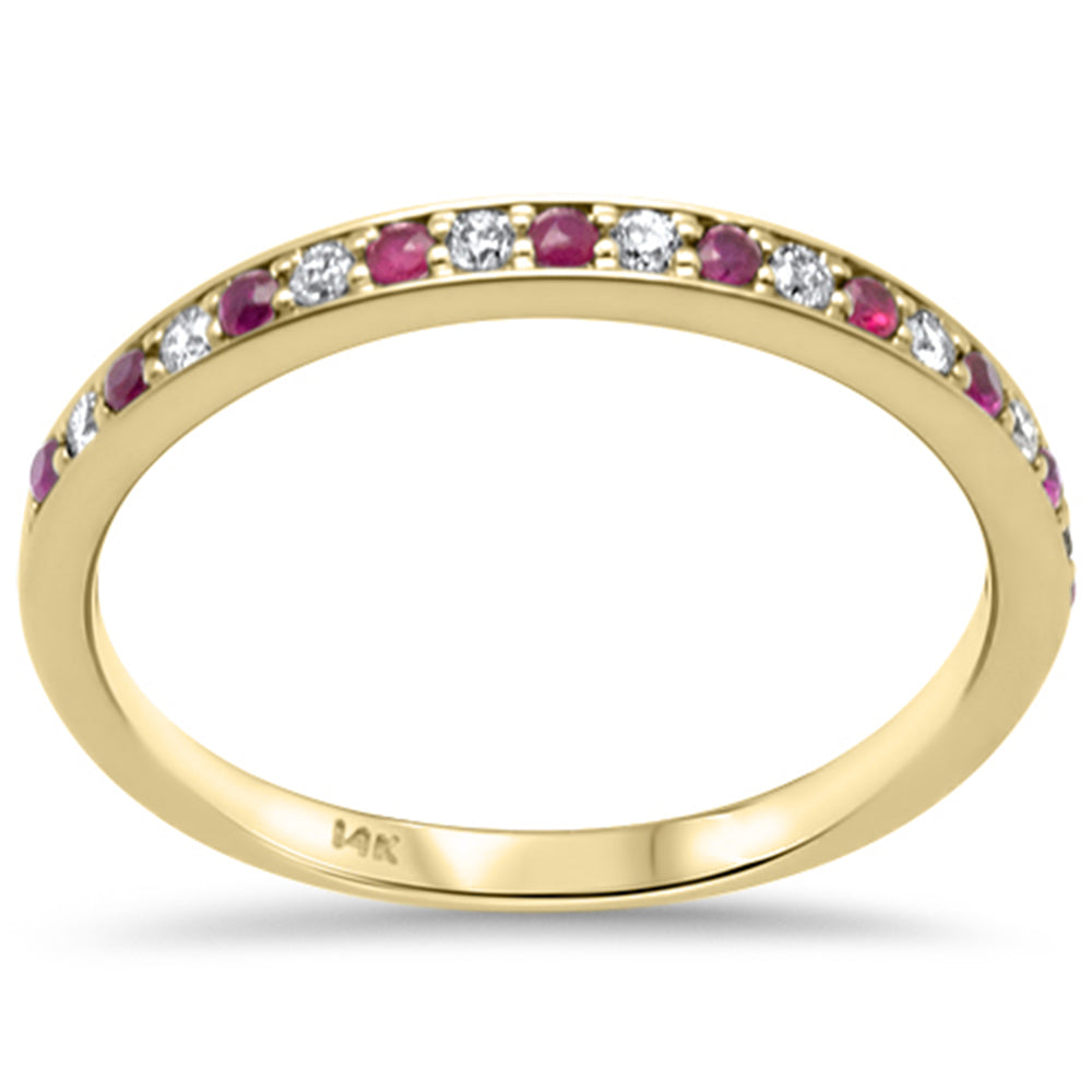 Muse Jewelry .12ct, .15ct G SI 14K Yellow Gold Diamond Ruby Gemstone Band Ring Size 6.5