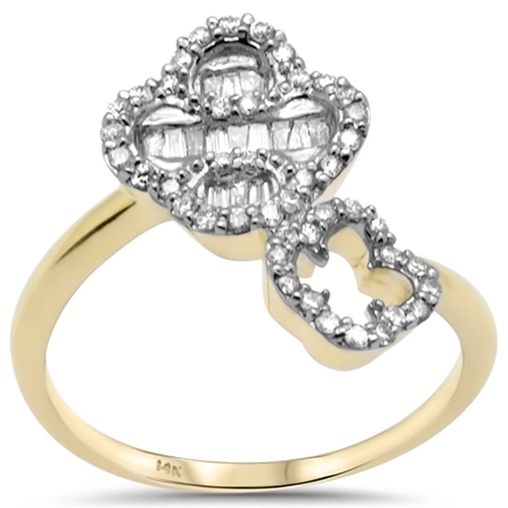 Muse Jewelry .33ct G SI 14K Yellow Gold Diamond Round & Baguette Wrap Around Flower Ring Size 6.5