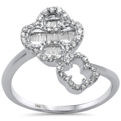 Muse Jewelry .34ct G SI 14K White Gold Diamond Round & Baguette Wrap Around Flower Ring Size 6.5