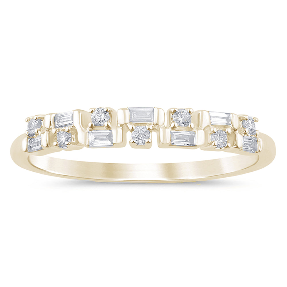 Muse Jewelry .15ct G SI 14K Yellow Gold Diamond Round & Baguette Band Ring Size 6.5