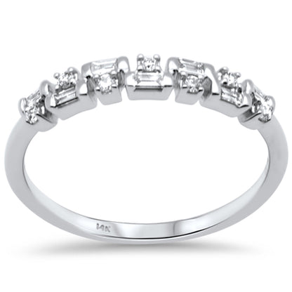 Muse Jewelry .15ct G SI 14K White Gold Diamond Round & Baguette Band Ring Size 6.5