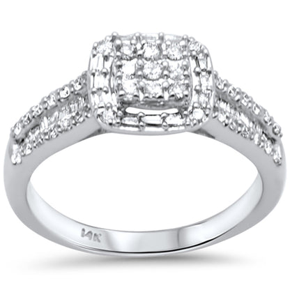 Muse Jewelry .50ct G SI 14K White Gold Diamond Round & Baguette Engagement Ring Size 6.5