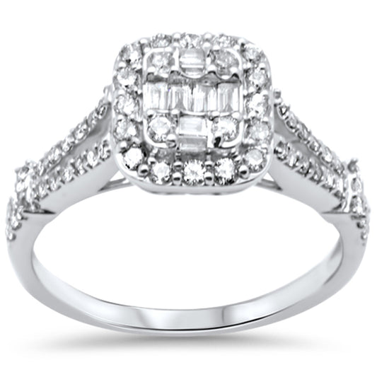 Muse Jewelry .60ct G SI 14K White Gold Diamond Round & Baguette Engagment Ring Size 6.5