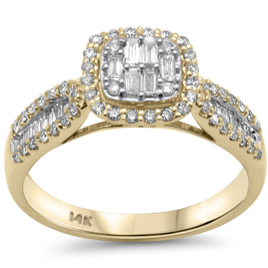 Muse Jewelry .54ct G SI 14K Yellow Gold Diamond Round & Baguette Engagment Ring Size 6.5