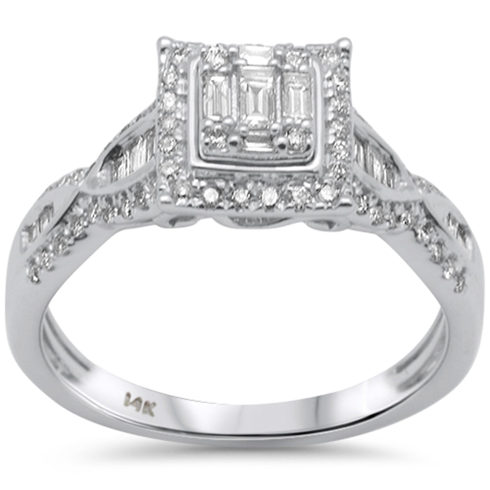 Muse Jewelry .46ct G SI 14K White Gold Diamond Round & Baguette Engagment Ring Size 6.5