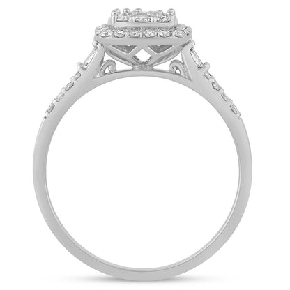 Muse Jewelry .49ct G SI 14K White Gold Diamond Round & Baguette Engagment Ring Size 6.5