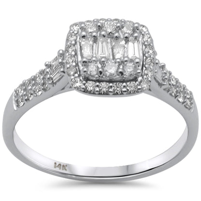 Muse Jewelry .49ct G SI 14K White Gold Diamond Round & Baguette Engagment Ring Size 6.5