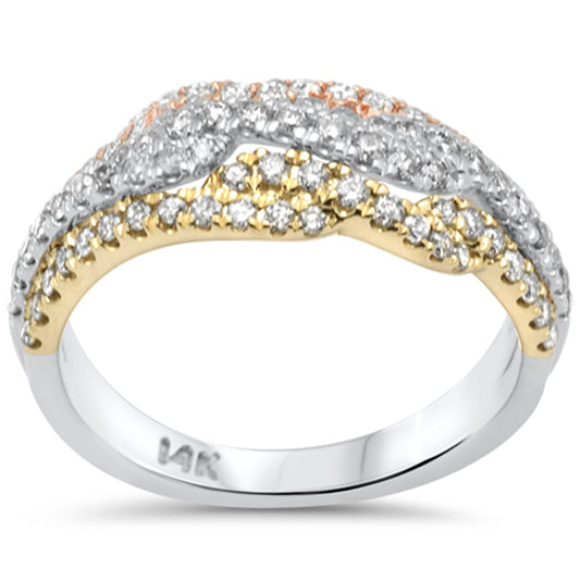 Muse Jewelry .77ct G SI 14K Three Tone Gold Diamond Trendy Band Ring Size 6.5