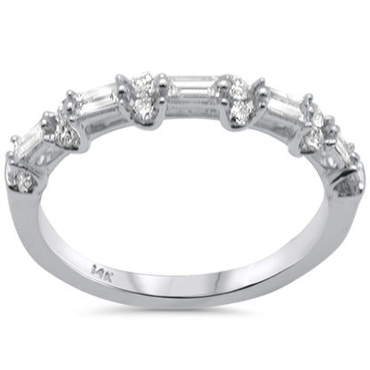 Muse Jewelry .40ct G SI 14K White Gold Diamond Round & Baguette Band Ring Size 6.5