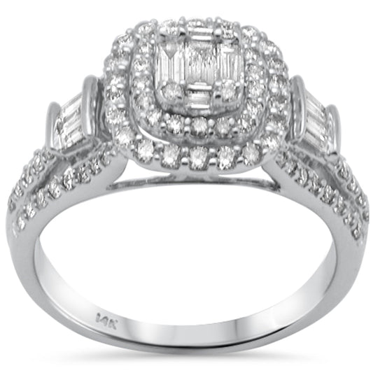 Muse Jewelry .98ct G SI 14K White Gold Round & Baguette Diamond Engagement Ring Size 6.5