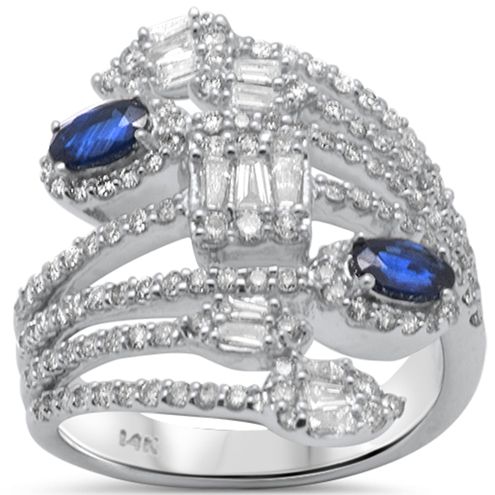 Muse Jewelry 1.84ct G SI 14K White Gold Diamond & Blue Sapphire Gemstone Wrap Around Ring Size 6.5