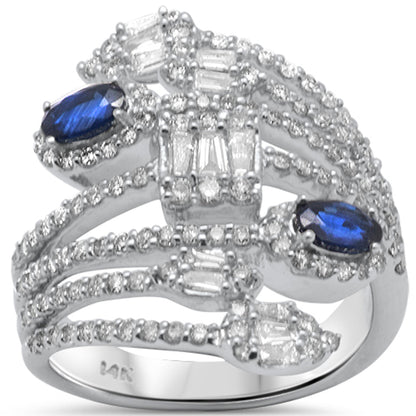 Muse Jewelry 1.84ct G SI 14K White Gold Diamond & Blue Sapphire Gemstone Wrap Around Ring Size 6.5