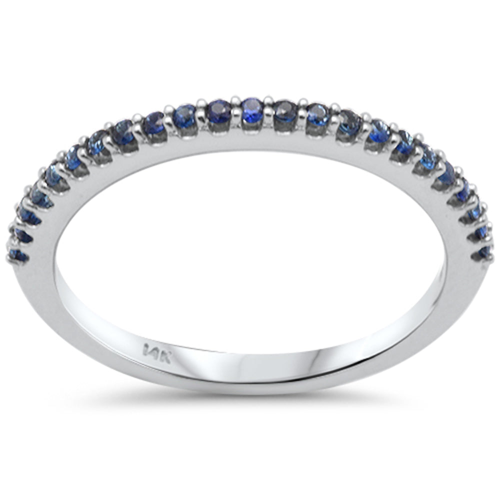 Muse Jewelry .23ct G SI 14K White Gold Blue Sapphire Gemstone Band Ring Size 6.5