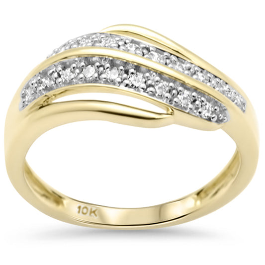 Muse Jewelry .15ct G SI 10K Yellow Gold Diamond Curvy Band Ring Size 6.5