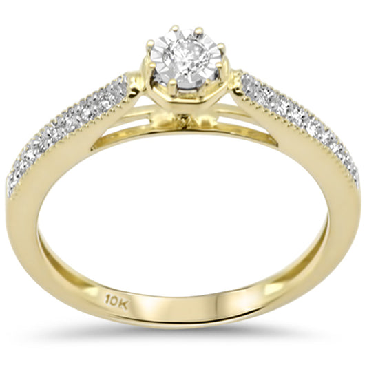 Muse Jewelry .16ct G SI 10K Yellow Gold Diamond Miracle Illusion Setting Engagement Ring Size 6.5