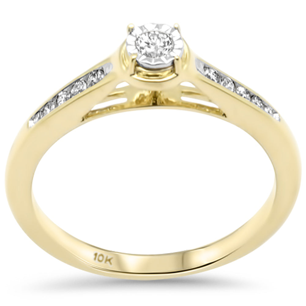 Muse Jewelry .15ct G SI 10K Yellow Gold Diamond Miracle Illusion Setting Engagement Ring Size 6.5