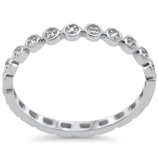 Muse Jewelry .17ct G SI 14K White Gold Diamond Petite Bezel Eternity Band Ring Size 6.5