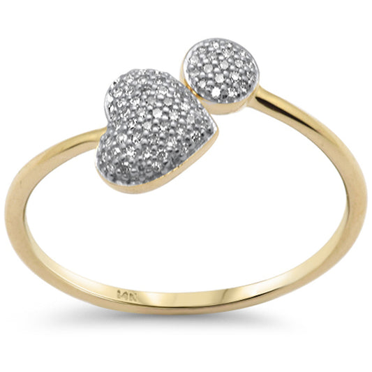 Muse Jewelry .12ct G SI 14K Yellow Gold Diamond Round & Heart Shape Wrap Around Ring Size 6.5