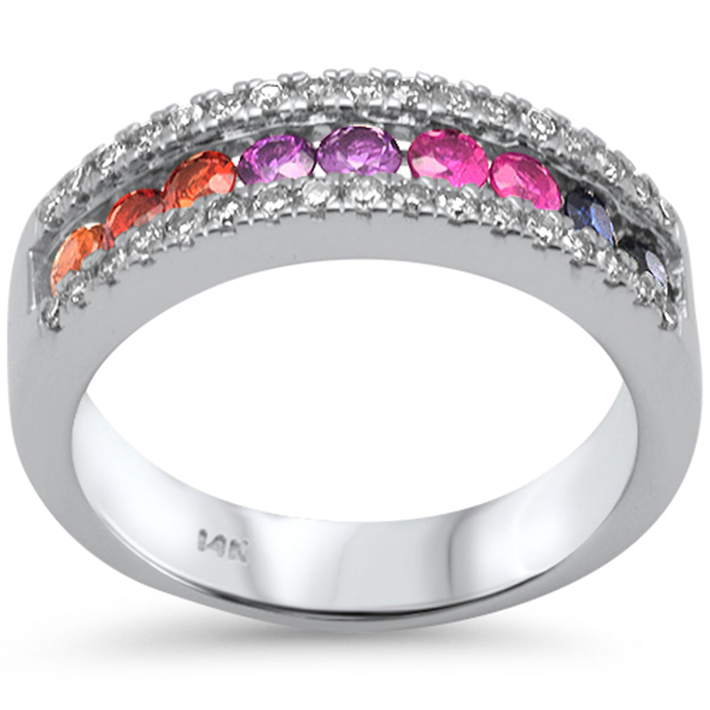 Muse Jewelry 1.32ct G SI 14K White Gold Diamond Mulit Color Gemstone Ring Size 6.5