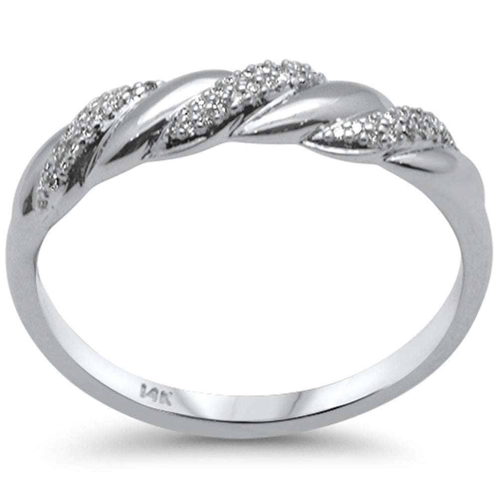 Muse Jewelry .08ct G SI 14K White Gold Diamond Twisted Band Ring Size 6.5