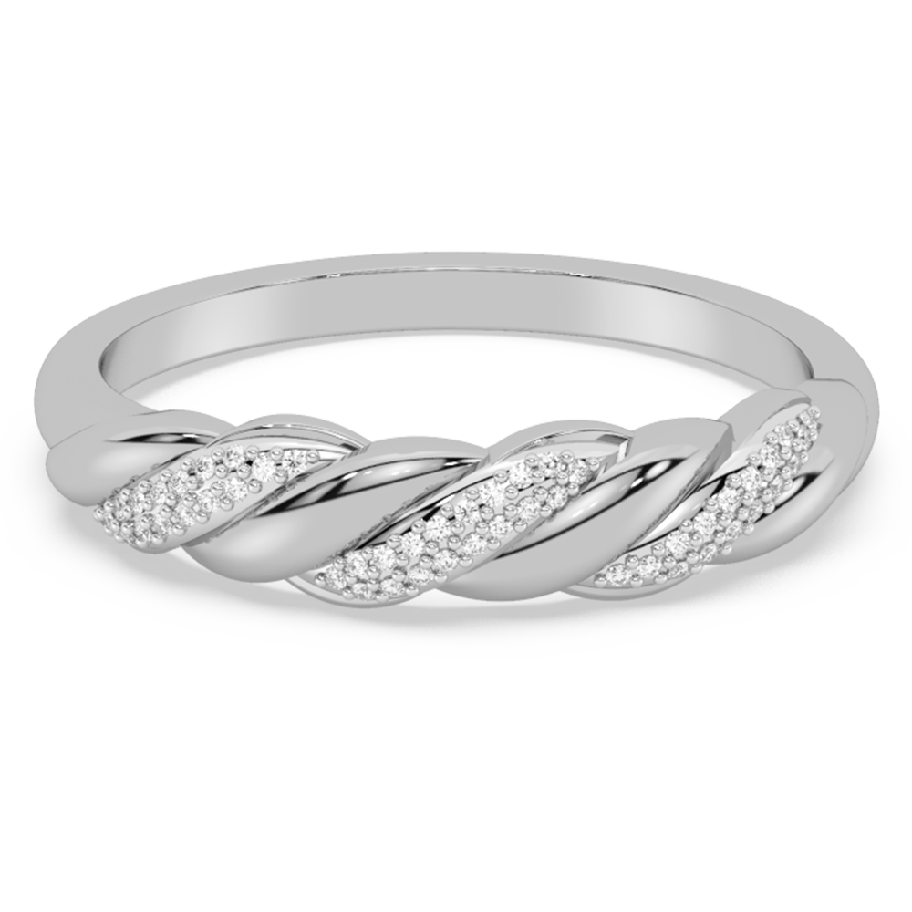 Muse Jewelry .08ct G SI 14K White Gold Diamond Twisted Band Ring Size 6.5