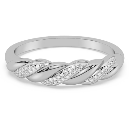 Muse Jewelry .08ct G SI 14K White Gold Diamond Twisted Band Ring Size 6.5