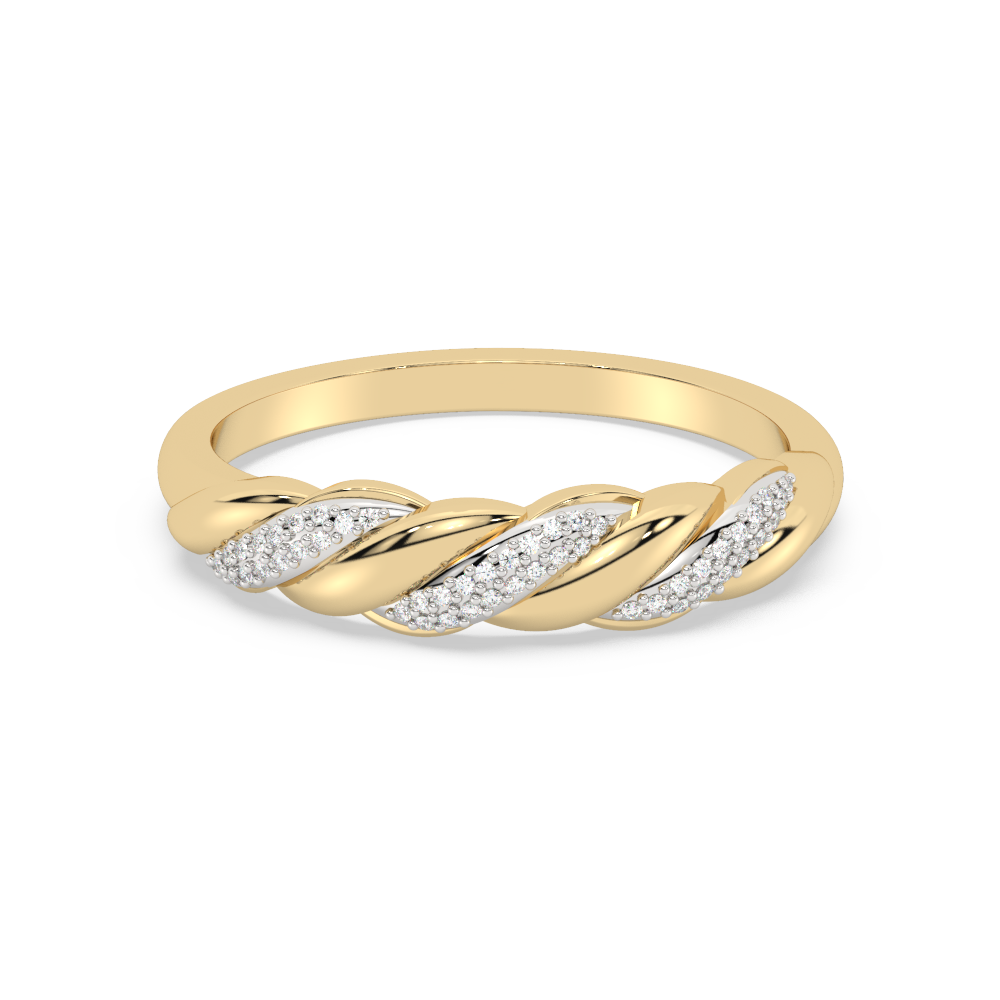 Muse Jewelry .08ct G SI 14K Yellow Gold Diamond Twisted Band Ring Size 6.5