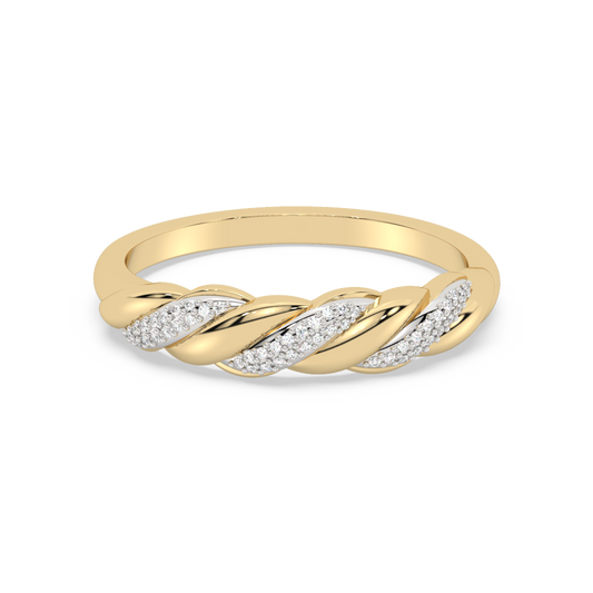 Muse Jewelry .08ct G SI 14K Yellow Gold Diamond Twisted Band Ring Size 6.5