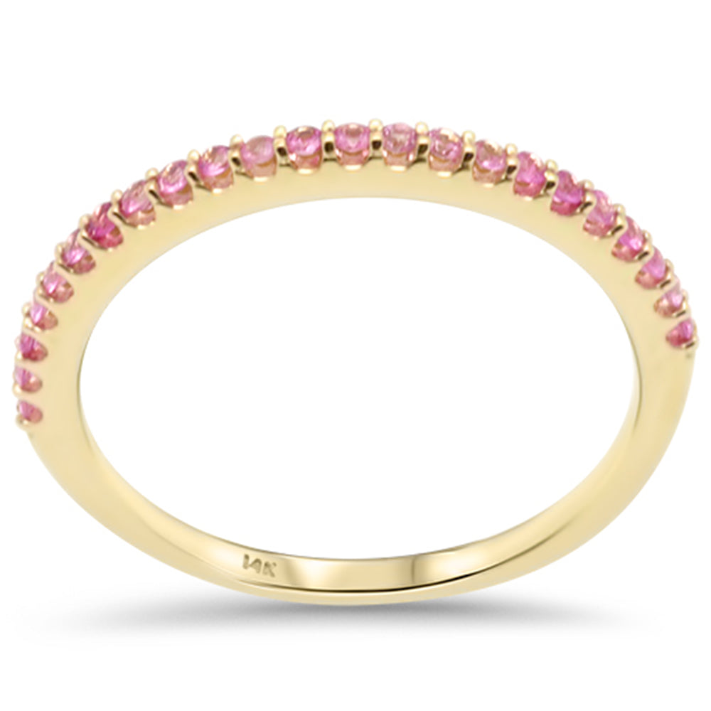 Muse Jewelry .22ct G SI 14K Yellow Gold Pink Sapphire Band Ring Size 6.5