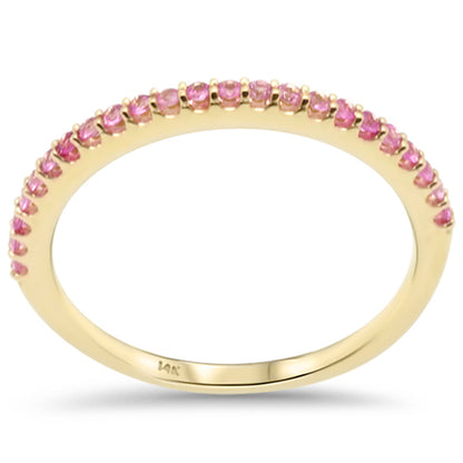 Muse Jewelry .22ct G SI 14K Yellow Gold Pink Sapphire Band Ring Size 6.5