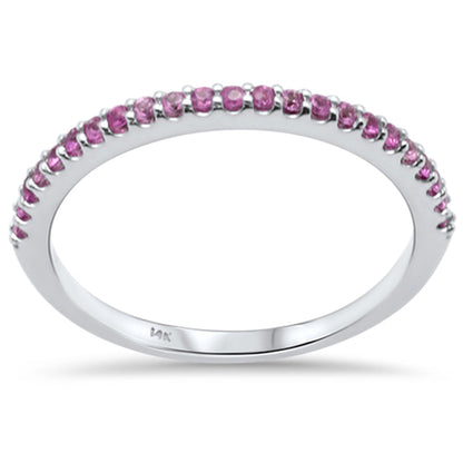 Muse Jewelry .22ct G SI 14K White Gold Pink Sapphire Gemstone Band Ring Size 6.5