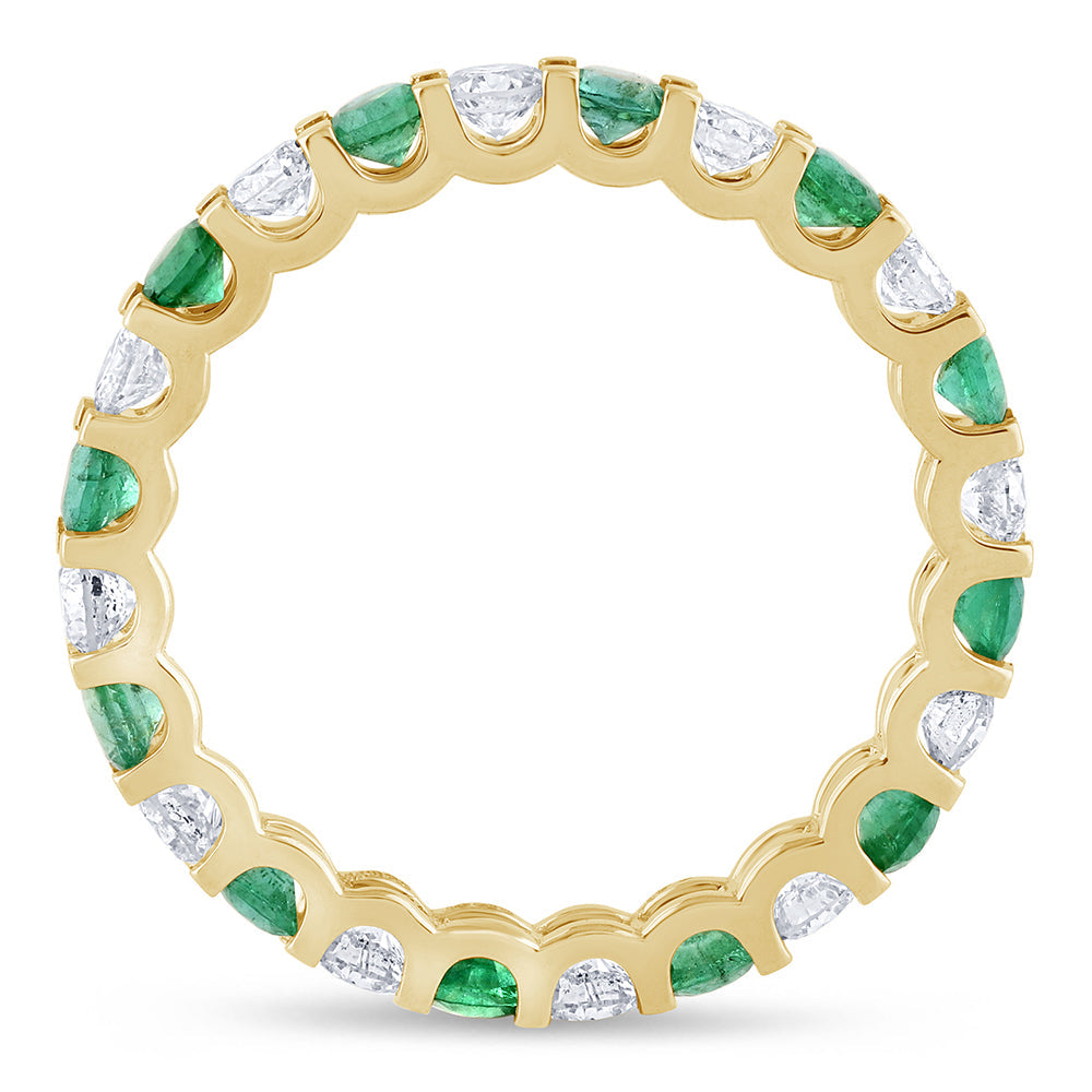 Muse Jewelry 1.67ct G SI 14K Yellow Gold Diamond & Emerald Eternity Band Ring Size 7