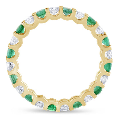 Muse Jewelry 1.67ct G SI 14K Yellow Gold Diamond & Emerald Eternity Band Ring Size 7
