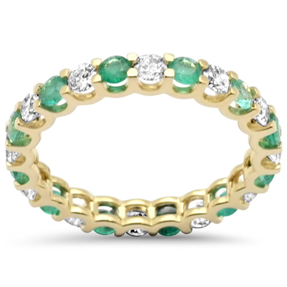 Muse Jewelry 1.67ct G SI 14K Yellow Gold Diamond & Emerald Eternity Band Ring Size 7