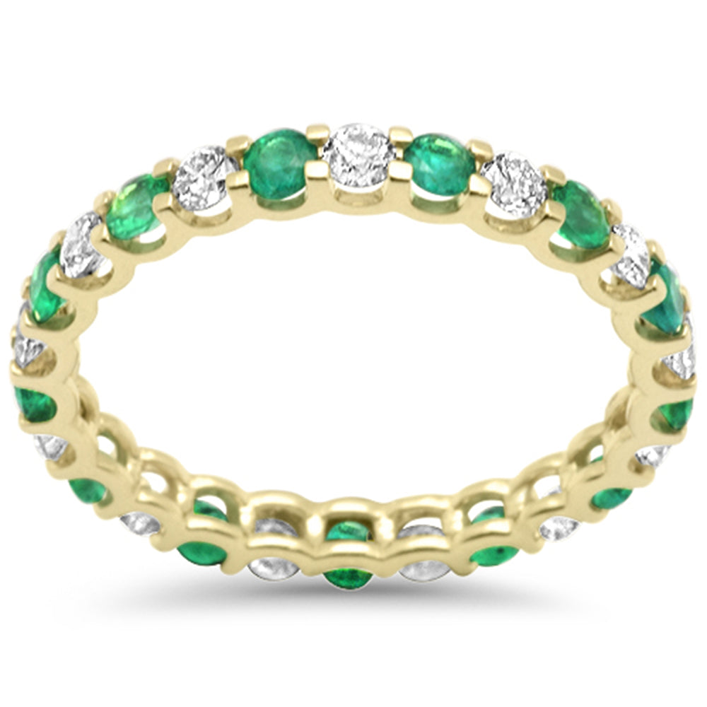 Muse Jewelry 1.30ct G SI 14K Yellow Gold Diamond & Emerald Eternity Band Ring Size 7