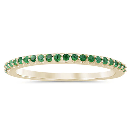 Muse Jewelry .16ct G SI 14K Yellow Gold Emerald Gemstone Anniversary Band Size 6.5