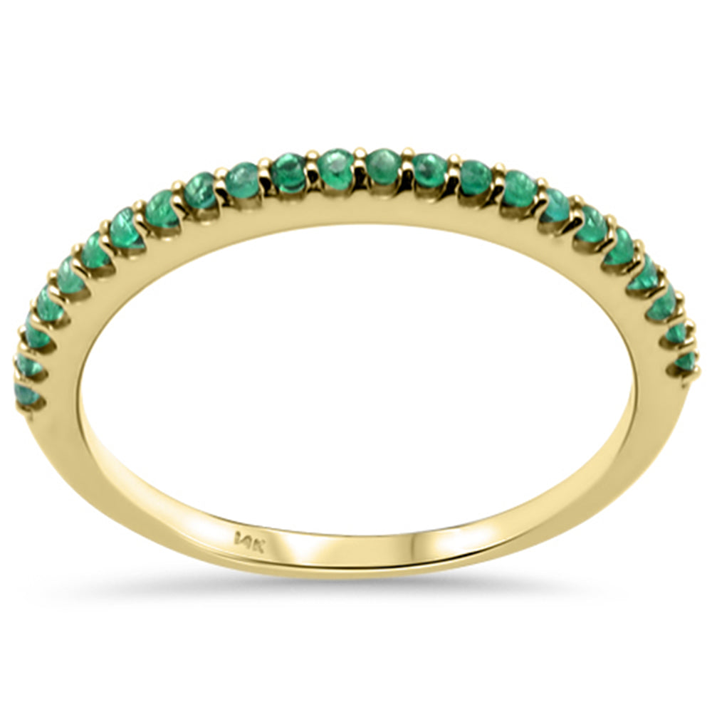 Muse Jewelry .16ct G SI 14K Yellow Gold Emerald Gemstone Anniversary Band Size 6.5