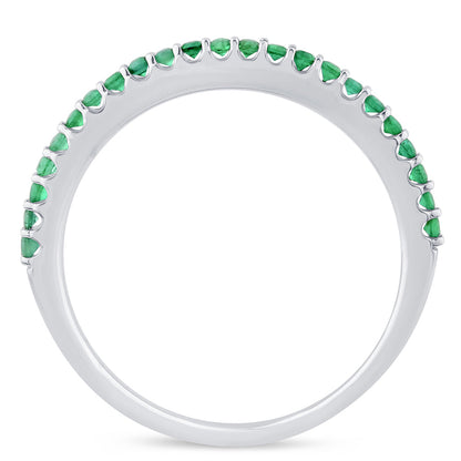 Muse Jewelry .16ct G SI 14K White Gold Emerald Gemstone Anniversary Band Ring Size 6.5