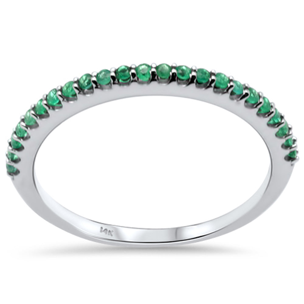 Muse Jewelry .16ct G SI 14K White Gold Emerald Gemstone Anniversary Band Ring Size 6.5