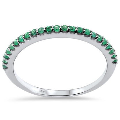 Muse Jewelry .16ct G SI 14K White Gold Emerald Gemstone Anniversary Band Ring Size 6.5