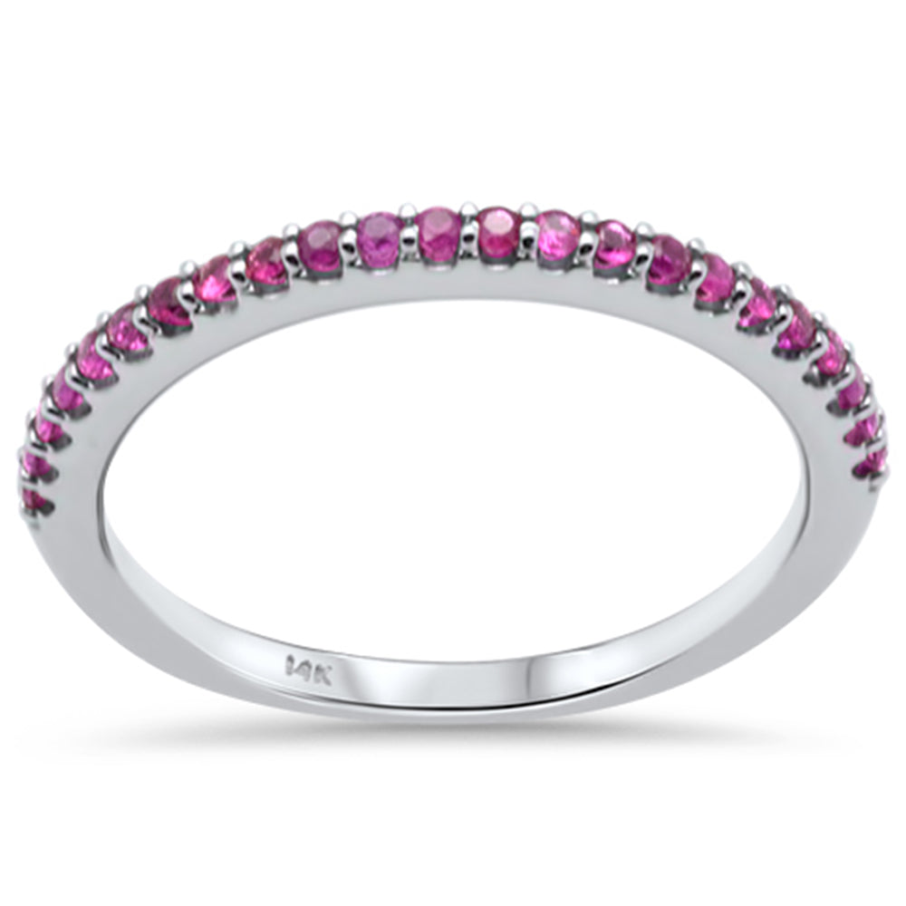 Muse Jewelry .23ct G SI 14K White Gold Ruby Gemstone Band Ring Size 6.5