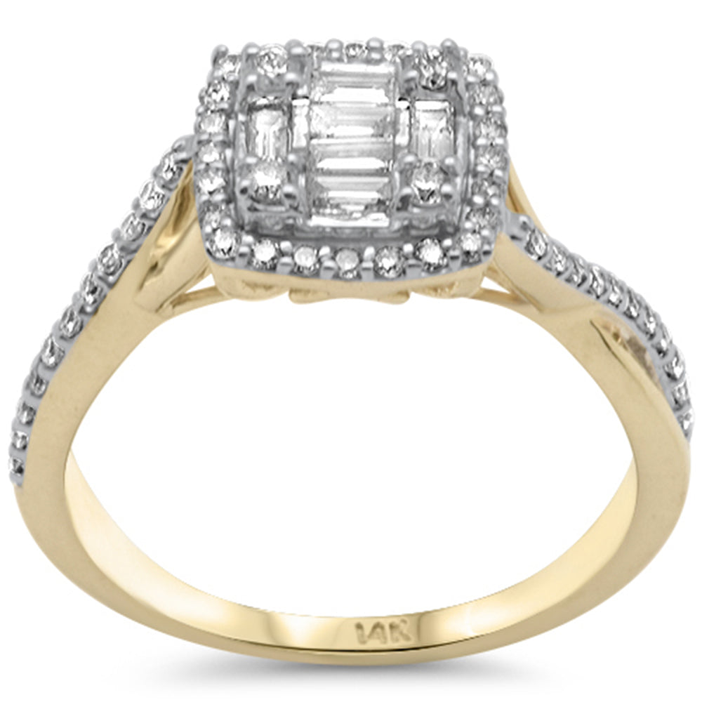 Muse Jewelry .52ct G SI 14K Yellow Gold Round & Baguette Diamond Engagement Ring Size 6.5