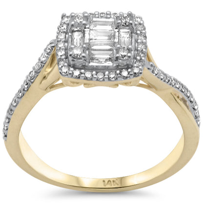 Muse Jewelry .52ct G SI 14K Yellow Gold Round & Baguette Diamond Engagement Ring Size 6.5