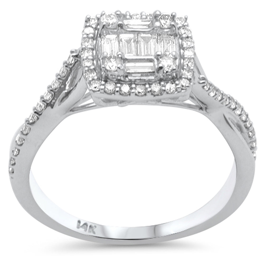 Muse Jewelry .50ct G SI 14K White Gold Round & Baguette Diamond Engagement Ring Size 6.5