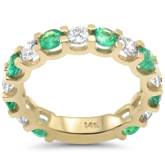Muse Jewelry 2.60ct G SI 14K Yellow Gold Diamond & Emerald Eternity Band Ring Size 7