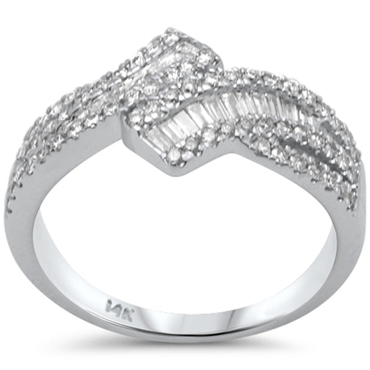 Muse Jewelry .54ct G SI 14K White Gold Round & Baguette Diamond Open Band Ring Size 6.5