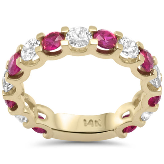 Muse Jewelry 1.37ct,1.83ct G SI 14K Yellow Gold Diamond Ruby Ring Size 7