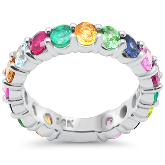 Muse Jewelry 3.25ct G SI 14K White Gold Diamond Multi Color Ring Size 6.5