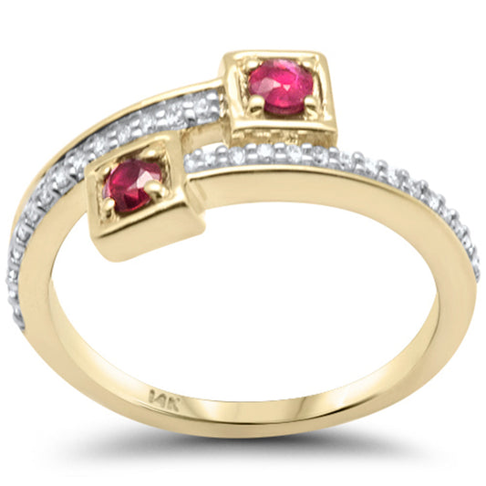 Muse Jewelry .14ct,.27ct G SI 14K Yellow Gold Diamond Ruby Ring Size 6.5