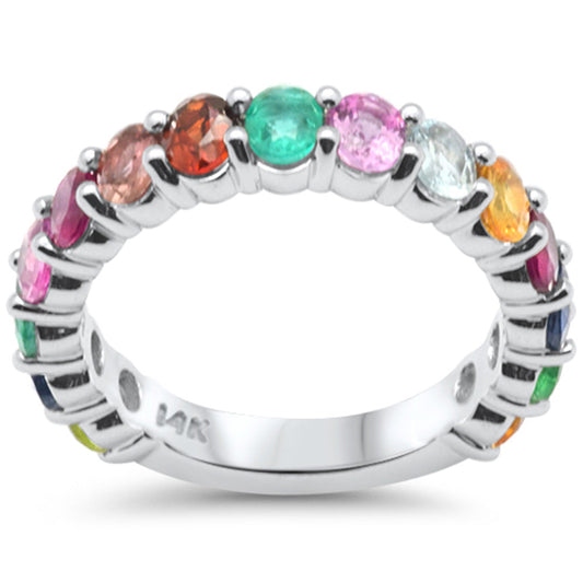 Muse Jewelry 2.65ct G SI 14K White Gold Diamond Multi Color Ring Size 6.5